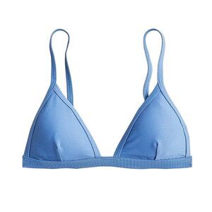 J. Crew Womens Bikini Top 2X Blue Ribbed Triangle Padded Summer Swim Plus Size